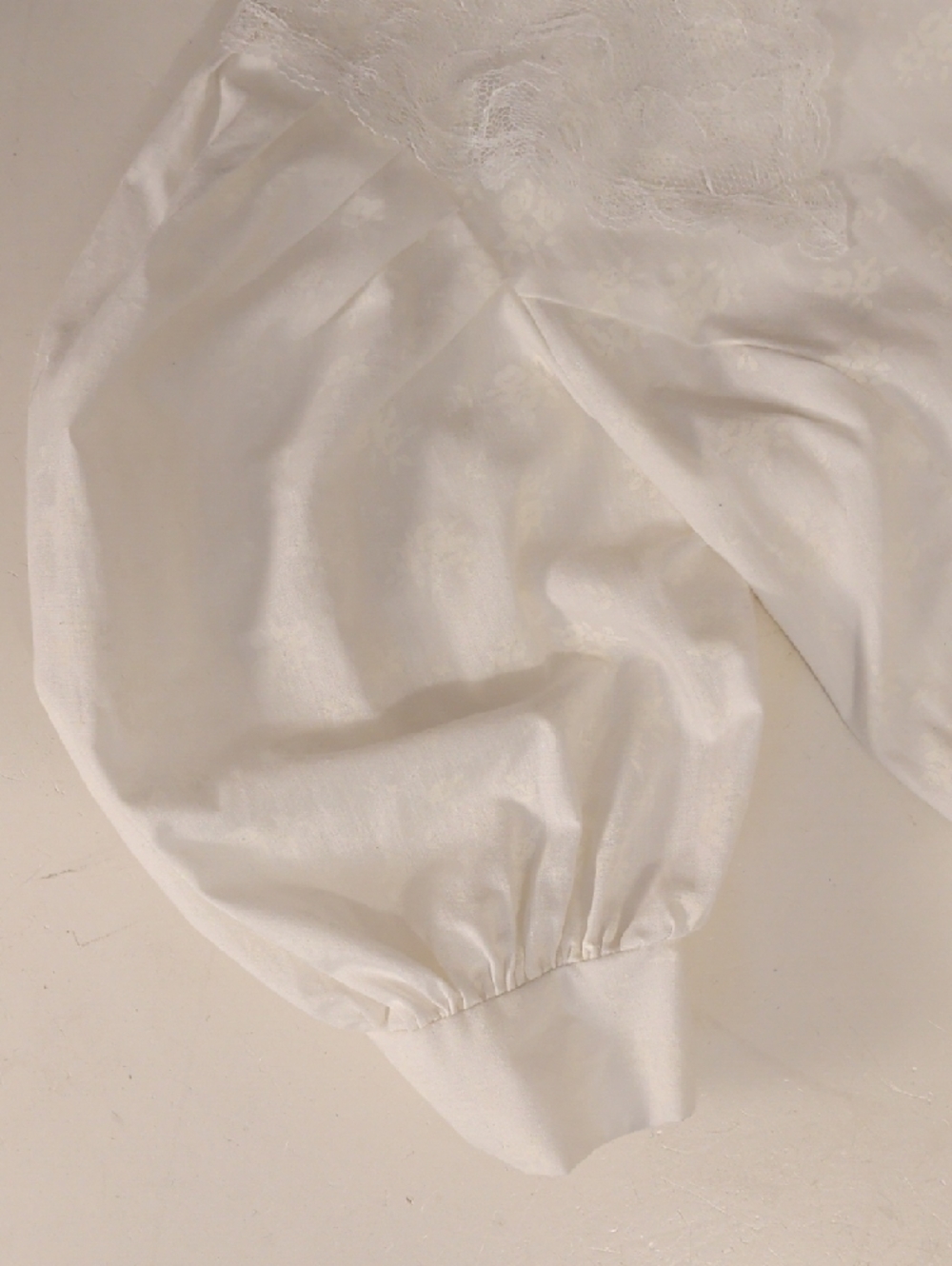 Vintage Classic White Lace Trim Midi Dress Feminine Drop Waist & Puff Sleeves - Picture 12 of 13